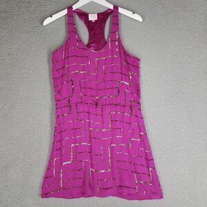 Parker Silk Sequin Dress Women's XS Pink Holiday New Year Satin Lined Party